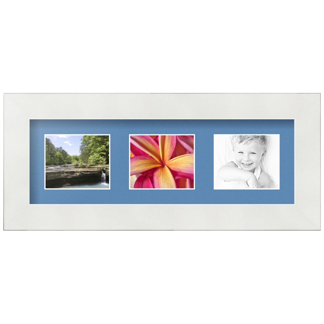 ArtToFrames Collage Photo Picture Frame with 3 - 2.5x3 inch Openings, Framed in White with Over 62 Mat Color Options and Regular Glass (CSM-3966-7649)